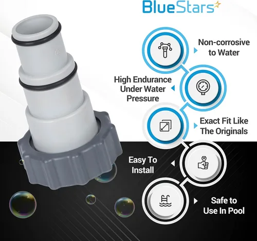 Vista 2 de BlueStars Adaptador de manguera con pieza de repuesto de collar, compatible con Intex Fit para bombas de conexión roscada, convierte mangueras