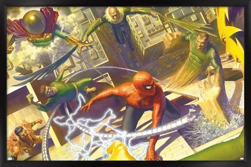 Vista 8 de Trends International Póster de Marvel Comics - Spider-Man - Battle with Sinister Six, 14.725 x 22.375 in, versión enmarcada de Barnwood