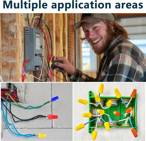 Vista 6 de BURMONG Paquete de 25 tuercas de alambre, conectores de cable eléctrico para 10-22 AWG, tapas de alambre giratorias con resorte, kit surtido
