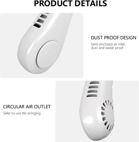 Vista 4 de Ventilador de cuello sin aspas, manos libres, ventilador de collar recargable, ventilador de collar de enfriamiento de 360°, ventilador de collar