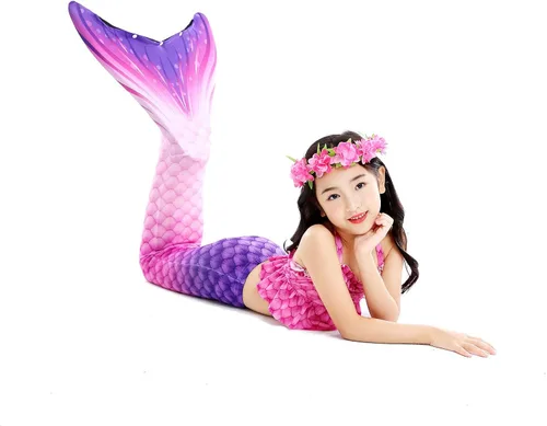 Vista 4 de Kakawayi traje de baño de sirena para niñas (sin aleta)