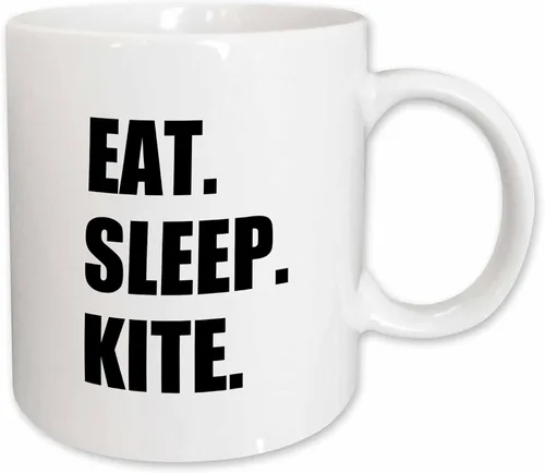 Vista 10 de 3dRose Eat Sleep Kite - Kitesurf kitesurf kitesurf surf 11oz Bicolor Negro Taza