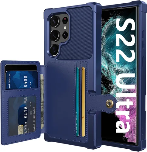 Vista 114 de Funda para Samsung Galaxy S21 Ultra con tarjetero, compatible con soporte magnético para automóvil, resistente a los golpes, resistente, suave, TPU