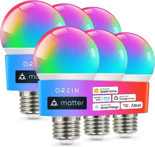 Vista 16 de OREiN Matter - Bombilla inteligente, bombillas inteligentes con control remoto que funcionan con Apple Home, Alexa, Google Home, SmartThings