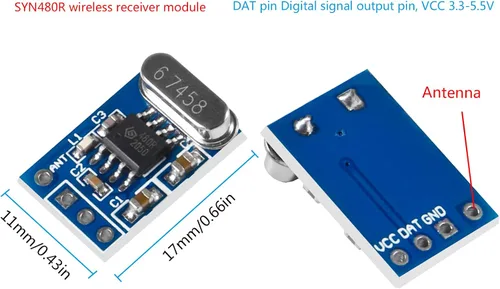 Vista 7 de 5 sistemas 433MHZ transmisor inalámbrico y receptor módulo de placa SYN115 SYN480R preguntar/OOK chip PCB