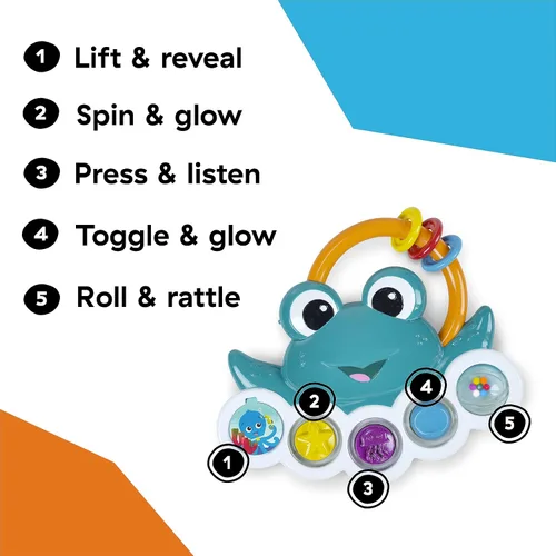 Vista 2 de Baby Einstein Ocean Explorers Neptune's Busy Bubbles - Juguete de actividad sensorial con luces interactivas y música, a partir de 3 meses Burbujas