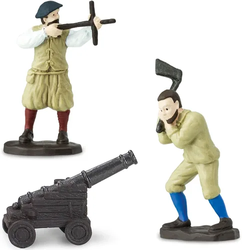 Vista 4 de Safari Ltd. Jamestown Settlers TOOB - 10 figuras: marinero, jardinero, herrero, colonos, John Smith, pollo, cerdo, cañón - Figuras de juguete