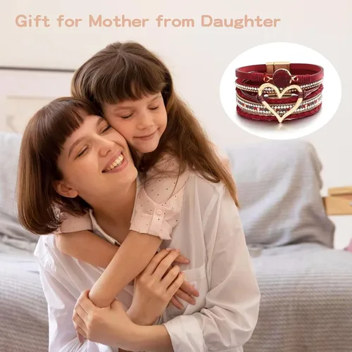 Vista 6 de Long tiantian Pulseras bohemias de cuero para mujer, lindas pulseras apilables de verano con corazón para mujer, moda 2024 Stuff s