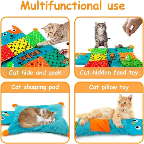 Vista 6 de AWOOF Linda alfombra suave de hierba gatera, juguetes interactivos para gatos