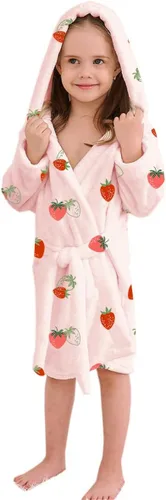 Vista 5 de Umeyda Girls Fleece Hooded Robes, Warm Printed Bath Robe for Kids Soft Fuzzy Bathrobe for Gifts, 1-12 Years