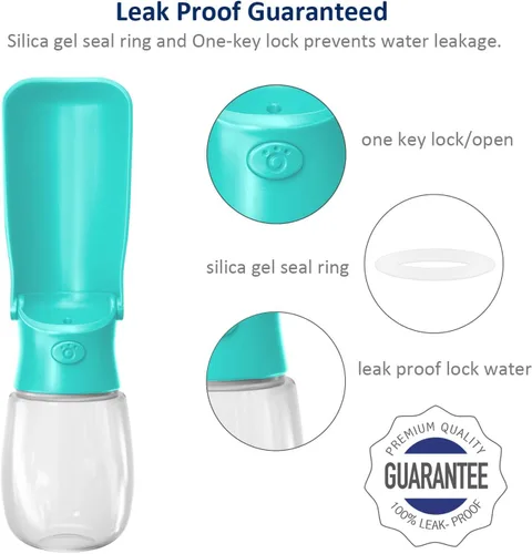 Vista 5 de WePet Botella de agua plegable portátil para perros, dispensador de agua para cachorros con alimentador para beber, 12 onzas, resistente a altas
