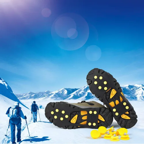 Vista 7 de EONPOW Ice Grips, Ice & Snow Grips Taco Sobre ZapatoBota Tracción Tacos De Goma Picos Antideslizante 10 Tacos De Acero Crampones Slip-Stretch Calzado