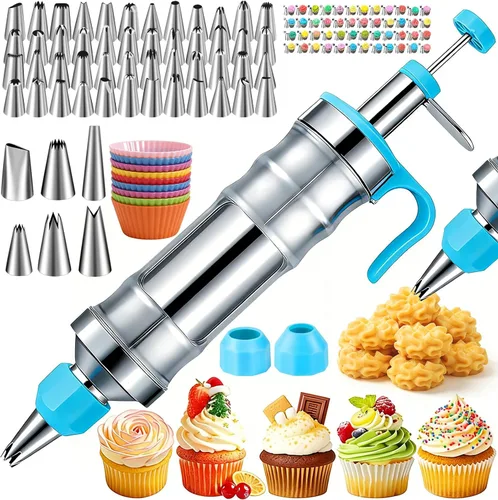 Vista 7 de Suuker Juego de jeringas para decoración de postres, kit de tuberías de glaseado de acero inoxidable, herramientas de decoración de pasteles con 6