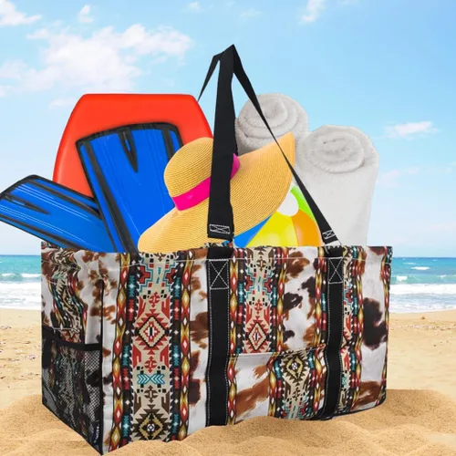 Vista 31 de NGIL Bolsa de comestibles reutilizable extra grande plegable de gran tamaño para comestibles, almacenamiento, picnic, playa, Estampado
