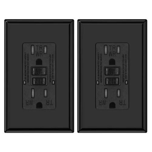 Vista 11 de Micmi Toma GFCI WR negra resistente a la intemperie, resistente a manipulaciones, receptáculo TR con indicador LED, placa de pared sin tornillos