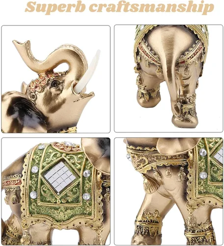 Vista 3 de Estatua de elefante de la suerte para decoración del hogar, tienda y recepción, elefante tailandés de la buena suerte Feng Shui, tres tamaños