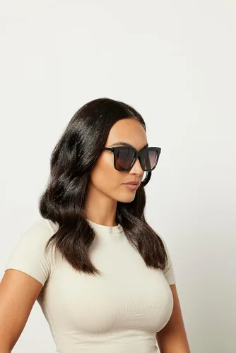 Vista 5 de DIFF Bella Black - Gafas de sol cuadradas de gran tamaño para mujer, protección UV400 con estuche de viaje para regalo, Negro + gradiente crepúsculo
