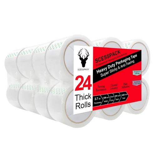 Vista 8 de Cinta de embalaje (18 rollos), 2.7 mil, cinta de embalaje resistente para envío y sellado en movimiento, 1.88 pulgadas x 60 yardas por rollo, total