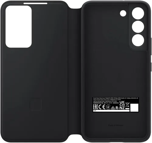 Vista 3 de Samsung Funda protectora para teléfono Galaxy S22 S-View, control de grifo, diseño de vanguardia, versión estadounidense, negro, (EF-ZS901CBEGUS)