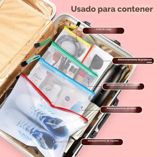 Vista 6 de 24 piezas de bolsas de malla con cierre - 8 tamaños de bolsas de plástico con cierre para organización, bolsas de malla con cierre, bolsas de viaje