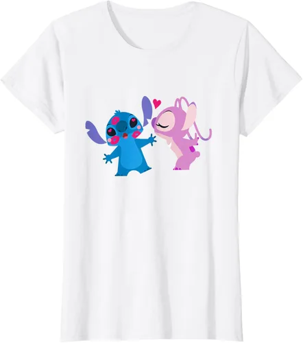 Vista 20 de Disney Stitch and Angel - Camiseta para el día de San Valentín Negro