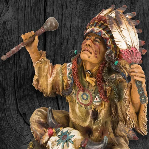 Vista 5 de United Cutlery - Escultura de resina nativo americano Hermosa decoración para el hogar Exquisite Details Plains Indian Culture Vibrantly
