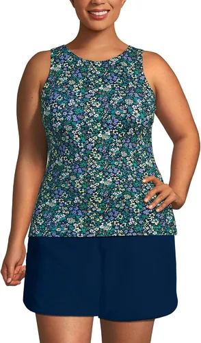 Vista 11 de Lands' End Top de Traje de Baño Tankini Modesto con Cuello Alto UPF 50 para Mujer Negro