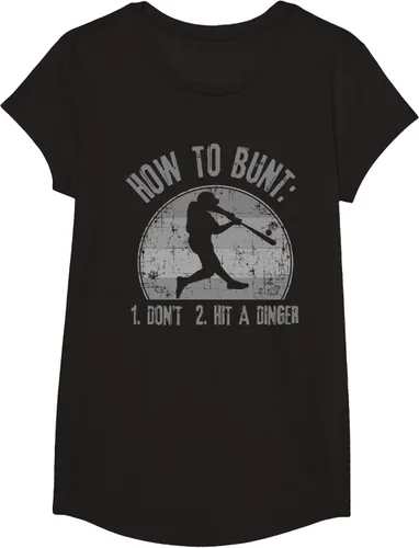 Vista 4 de Cómo Bunt Don't Hit A Dinger - Camiseta divertida de béisbol y sóftbol, Negro, S