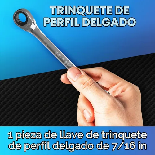 Vista 2 de Llave de 7/16" - Llave de trinquete - Perfil delgado - Llave de trinquete - 100% Garantía de satisfacción de por vida