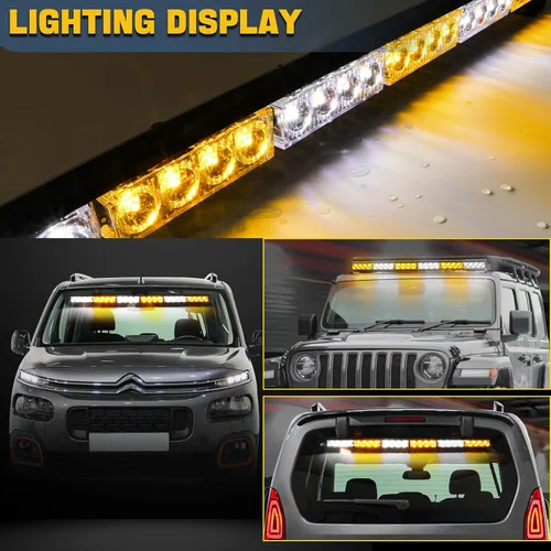 Vista 8 de 29D6-TT, Blanco/Ámbar 13 Flash Patterns,Pattern Memory,Waterproof(Non-submersible),12V Fit,Suction Mount,Fits Emergency & Construction Vehicles
