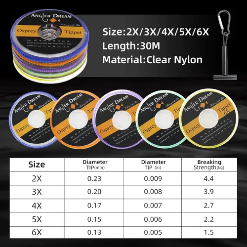 Vista 2 de AnglerDream 2 3 4 5 6X Tippet Line Clear Nylon 50M/55Yds Pesca con Mosca Tippet Línea con Soporte Tippet