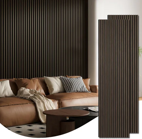 Vista 11 de Art3d Paquete de 2 paneles acústicos de listones de madera de 94.5 x 24 pulgadas para pared y techo - 31 pies cuadrados Panel acústico 3D estriado