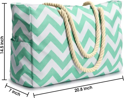 Vista 4 de Bolsas de playa para mujer, bolsa de playa grande impermeable con cremallera, bolsas de playa, impermeables, a prueba de arena, bolsa grande