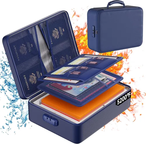 Vista 18 de DocSafe - Bolsa de documentos con cerradura, funda de almacenamiento de archivos de 3 capas ignífuga con cierre resistente al agua, bolsa