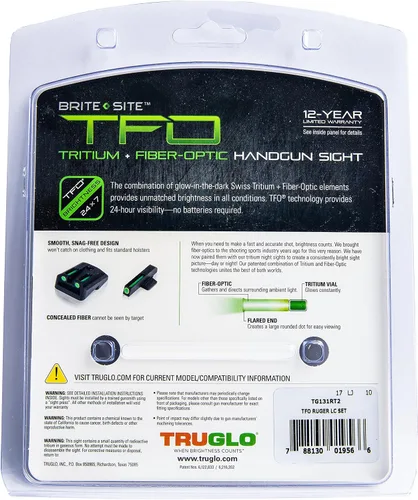 Vista 5 de TRUGLO TFO - Juego de mira de tritio y fibra óptica para pistola Mira nocturna brillante delantera y trasera duradera resistente a los enganches