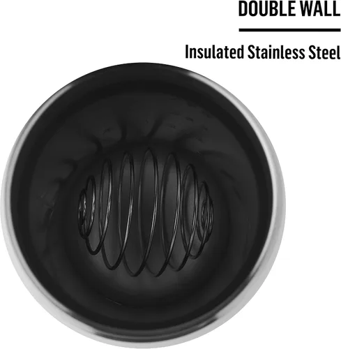 Vista 4 de BlenderBottle Strada Twist Vaso mezclador, botella de agua aislada, de acero inoxidable, con batidor de alambre, 24 onzas, rojo