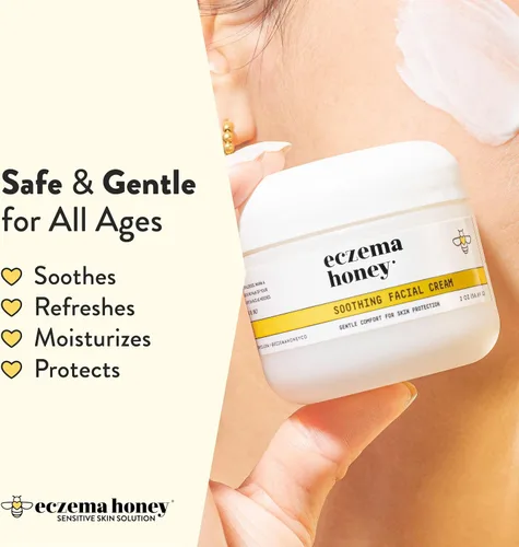 Vista 5 de ECZEMA HONEY Crema calmante para la piel original y crema facial calmante - Paquete para pieles sensibles y secas - Libre de crueldad