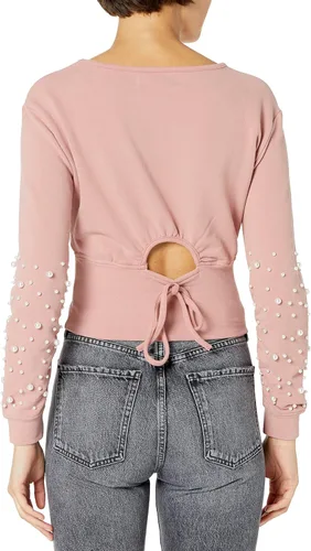 Vista 2 de KENDALL + KYLIE Women's Pearl Embellished Sweatshirt with Back Cut-Out-Tienda Exclusive