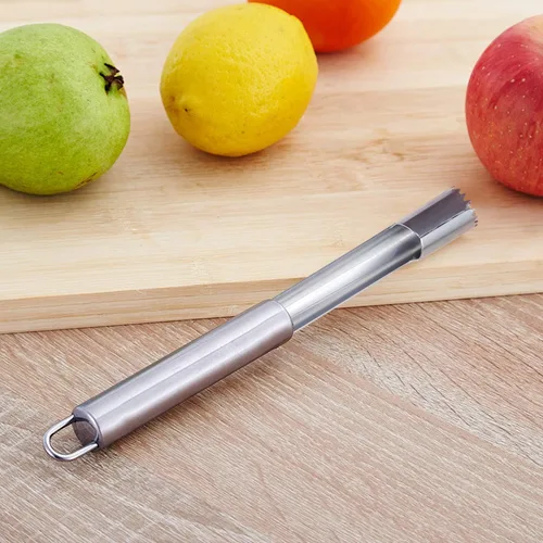 Vista 8 de Juego de descorazonador y descorazonador de frutas y verduras multifunción de acero inoxidable y removedor de picaduras para manzana, pera, cereza
