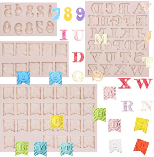 Vista 11 de Moldes de silicona de chocolate, 0-9 números de silicona para fondant para decoración de alfabeto de pastel de cumpleaños
