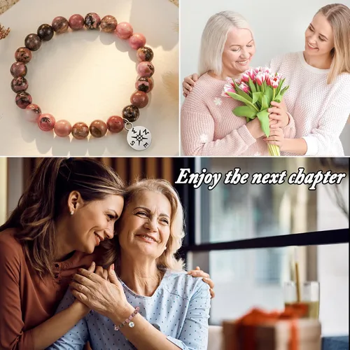 Vista 5 de HGDEER Pulsera de jubilación de piedra natural para mujeres/hombres 2024, regalos de despedida de despedida, regalo de San Valentín para compañeros