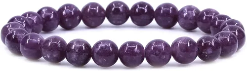 Vista 29 de Amandastone Pulsera elástica de cuentas redondas de 0.315 in con piedras preciosas naturales de 7 pulgadas