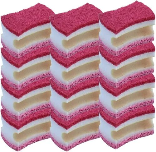 Vista 12 de Esponja exfoliante antiarañazos con un agarre cómodo, esponja de cocina resistente de doble cara, esponja de celulosa, sin arañazos, con juego