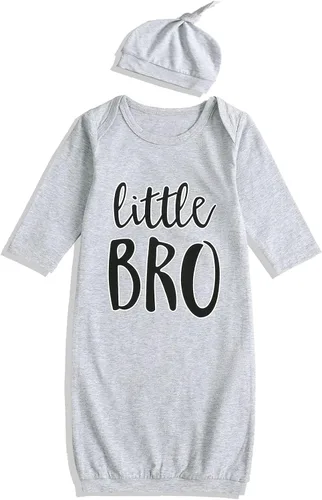Vista 8 de Conjunto de regalo para bebé recién nacido, camisón de manga larga a rayas Crema