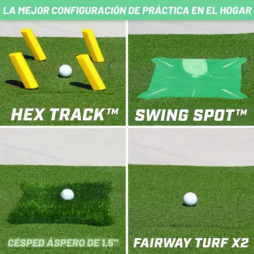 Vista 4 de GoSports Tapete de práctica de golf de 5 pies x 4 pies PRO, incluye 5 inserciones intercambiables para la instrucción definitiva en casa