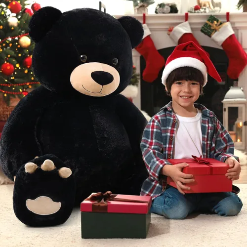 Vista 4 de Tezituor Oso de peluche grande de 59 pulgadas, animal de peluche negro gigante para baby shower, Navidad, día de San Valentín o cumpleaños, oso