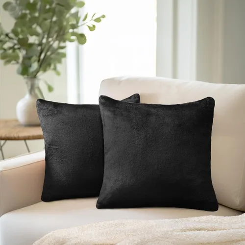 Vista 8 de PAVILIA Fundas de Almohada Decorativas Negras 18x18 Juego de 2, Fundas de Cojines Decorativos para Cama Sofá Sillón, Decoración de Acento Estético