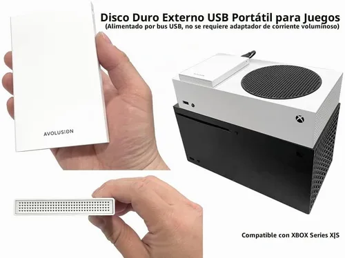 Vista 3 de Avolusion HD250U3-WH 1TB USB 3.0 Disco Duro Externo Portátil para Juegos (para Xbox Series X S, Pre-Formateado)