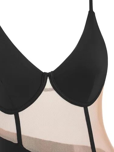 Vista 4 de ZAFUL Vestido corto sin mangas de malla transparente para mujer