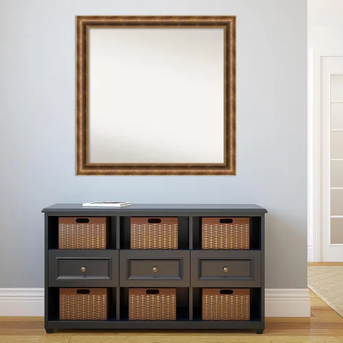 Vista 124 de Amanti Art Espejo de pared personalizado no biselado (25 x 25 pulgadas), marco de bronce acentuado, varios tamaños personalizados, espejo de baño
